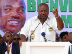 Gabons President Bongo re elected parliament set on fire