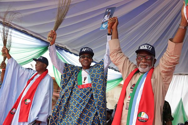 Ondo rally Tinubu Akande absent as Buhari says Akeredolu’ll win