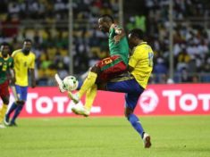 Midfield action between Cameroon and Gabon