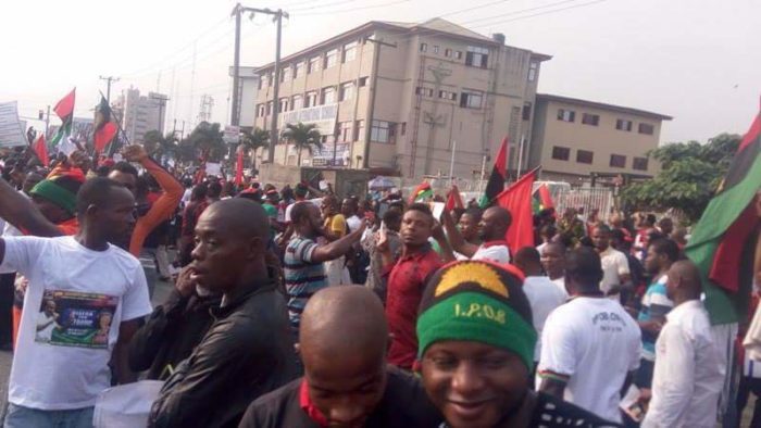 Trouble as IPOB members march for Trump