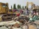 Buldozer at work during Port Harcourt market demolition