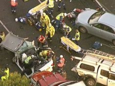 Multi vehicle crash on Sydneys M2 at North Rocks