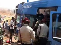 FRSC officials at the accident scene of the Lagos Ibadan highway