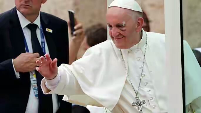 Pope Francis with his injured face