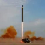 North Korean leader Kim Jong Un guided the launch of a Hwasong 12 missile in 2017. Reuters