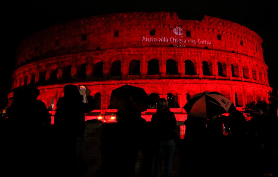 Romes Colosseum turned red to protest Pakistan blasphemy law
