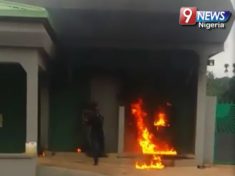 Angry customer sets bank on fire