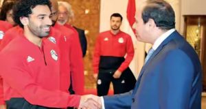 Salah with Egypts President Al Sisi on Saturday1