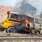 An accident involving a Train and a commercial bus popularly known as Danfo at Agege area on Lagos on Friday