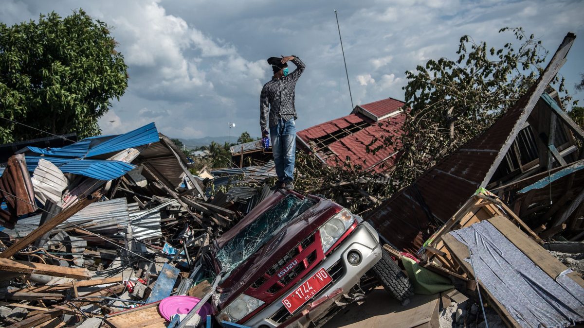 Devastation caused by the earthquake in Indonesia