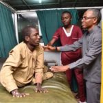 Governor Nasir El Rufai at St Gerard Hospital to console the injured in the Kaduna crisis