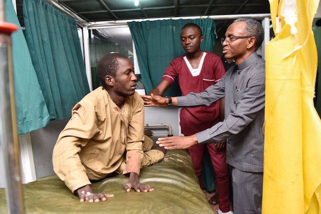 Governor Nasir El Rufai at St Gerard Hospital to console the injured in the Kaduna crisis