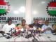 NLC President Ayuba Wabba middle adressing a world press conference at its headquarters on suspension of warning strike on new national minimum wage 768x431