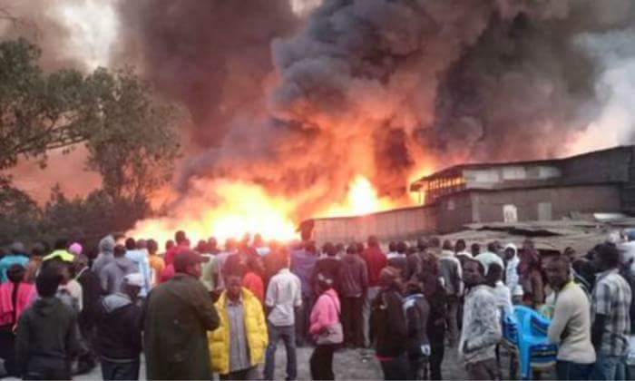 Fire rages at Kenyas largest open air market