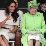 Queen Elizabeth II and the Duchess of Sussex in Cheshire on their first royal engagement together. (PA/AAP)