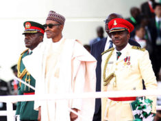 nigerias new president muhammadu buhari attends his swearing in on picture id475175132