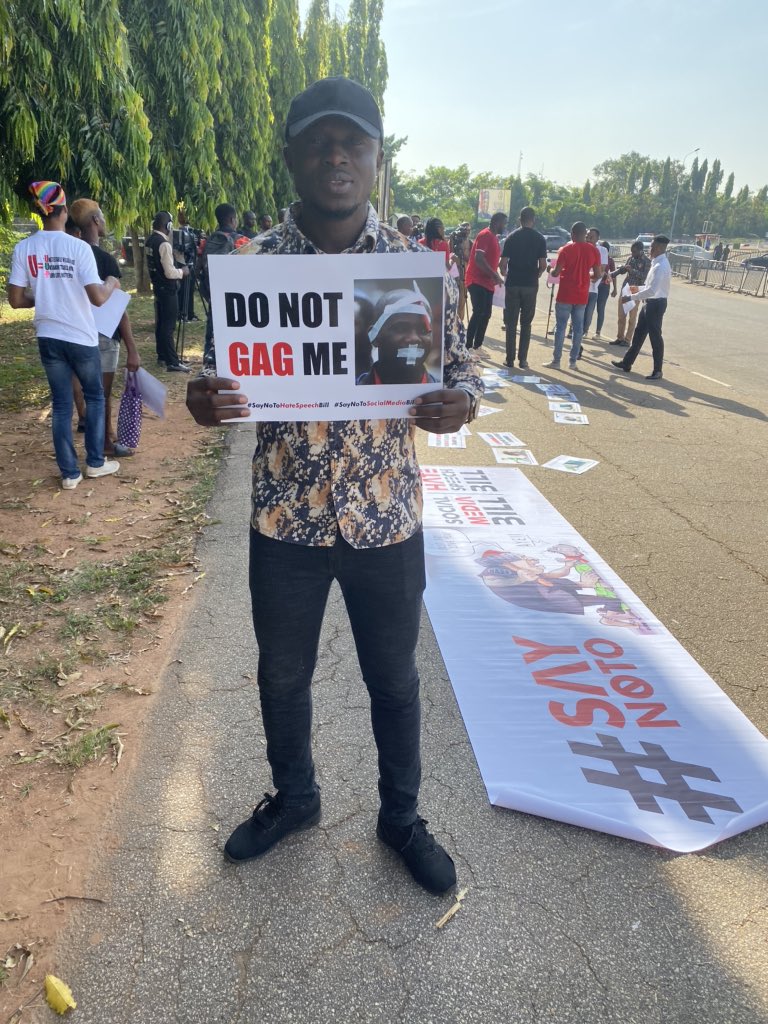 Do not gag me - Anti Social Media Bil and Hate Speech bill protesters in Abuja Nigeria