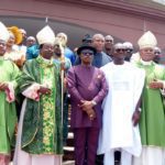 Governor of Anambra state with clergymen in government house Awka