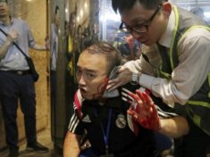 Hong Kong protests: Knife attacker bites man's ear after stabbing four