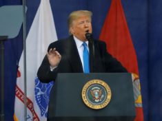 U.S. President Donald Trump delivers remarks at a Veterans Day Parade and Wreath Laying ceremony in Manhattan, New York City, U.S