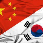 China and South Korea flags