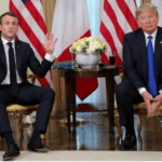 France's President Emmanuel Macron gestures during the meeting with U.S. President Donald Trump, ahead of the NATO summit in Watford, in London, Britain, December 3, 2019. Ludovic Marin/Pool via REUTERS