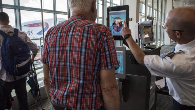 Dulles airport officials unveil new biometric facial recognition scannsers in Dulles, VA.