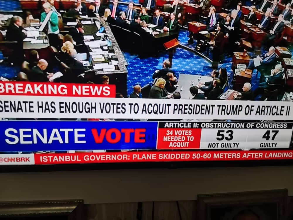 BREAKING NEWS UPDATE SENATE ACQUITS PRESIDENT TRUMP OF IMPEACHMENT CHARGES 1
