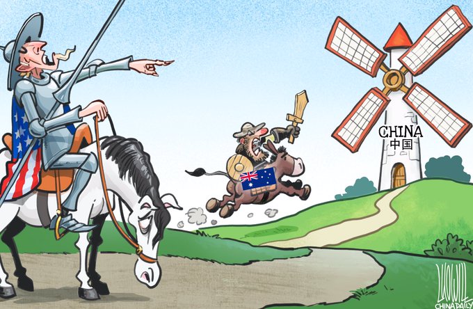 Cartoon in Chinese media depicts Australia as America’s servant