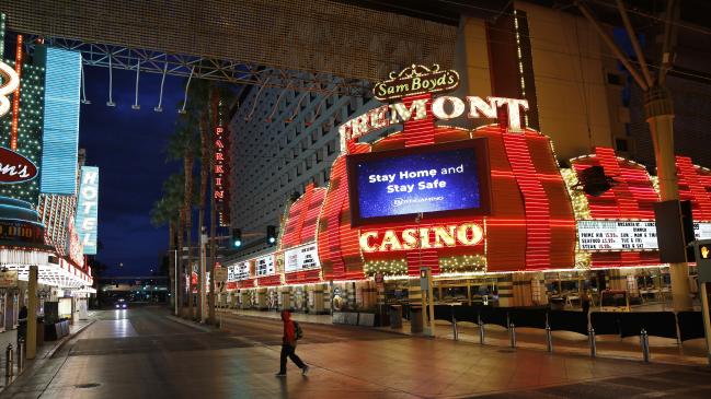 Las Vegas has shut down all its casinos and its iconic strip is like a ghost town.Source:AP