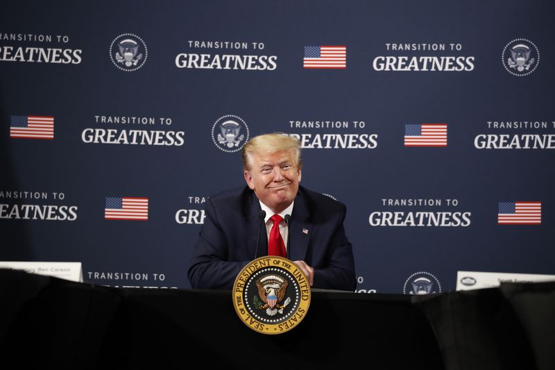 Donald Trump speaks at a visit to Ford plant