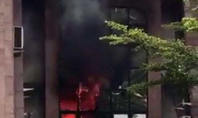 Nigerian Postal Services Headquarters on fire right now
