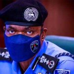 Inspector General of Police, IGP Mohammed Adamu wearing corona virus protection face masks