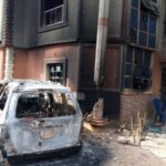 A building set ablaze during Omor Umumbo crisis