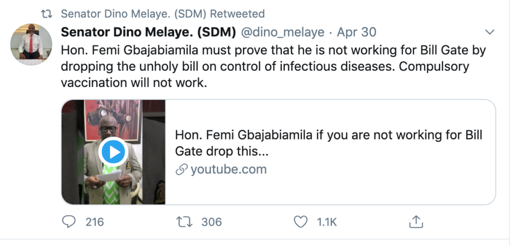 Dino Melaye's tweet