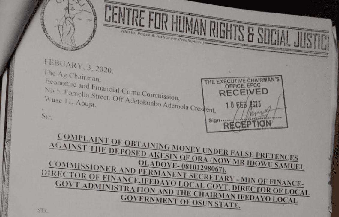Human Rights Group petitions EFCC ICPC over N700 million allegedly stolen from Osun govt account
