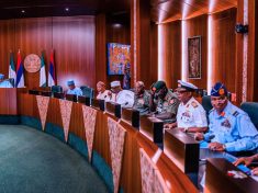 Buhari meets with Sevice Chiefs and Aregbesola