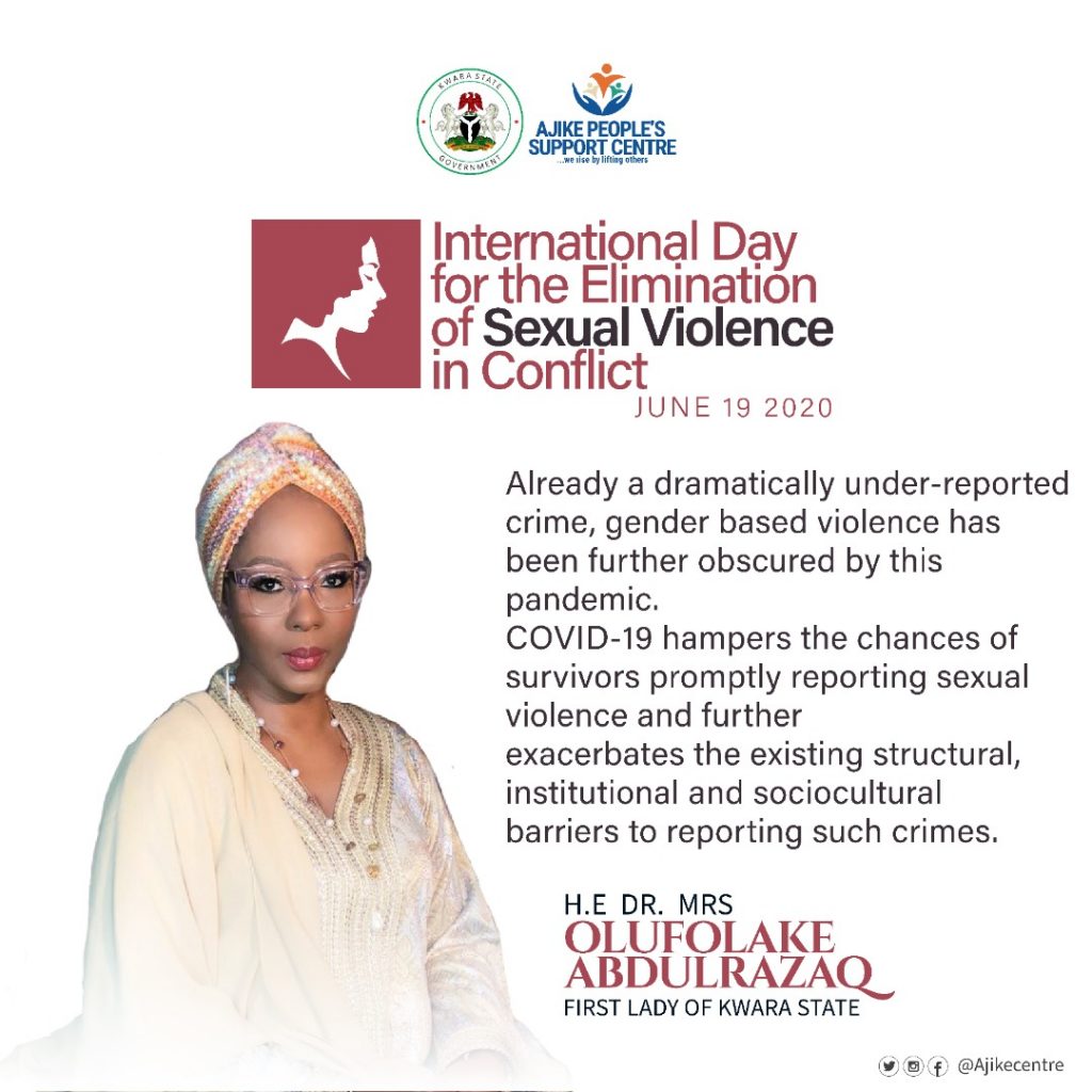Kwara state first lady, Olufolake Abdulrazaq advocates for the eradication of all forms of sexual violence
