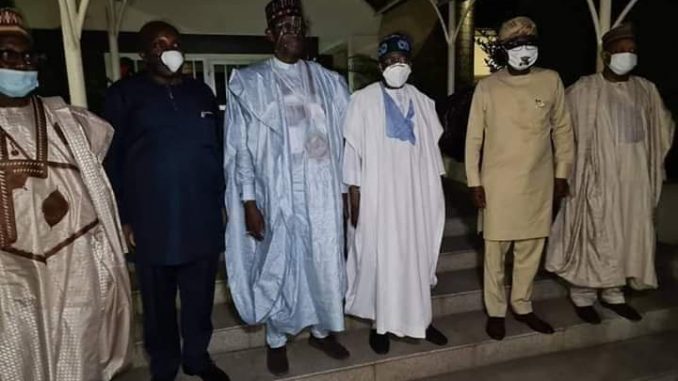 BREAKING- APC Caretaker Committee In Closed-Door Meeting With At The "JAGABAN," Bola Ahmed Tinubu's residence