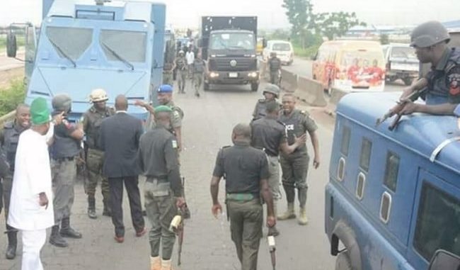 Police and Bullion Van related to Governor Amosun's incident