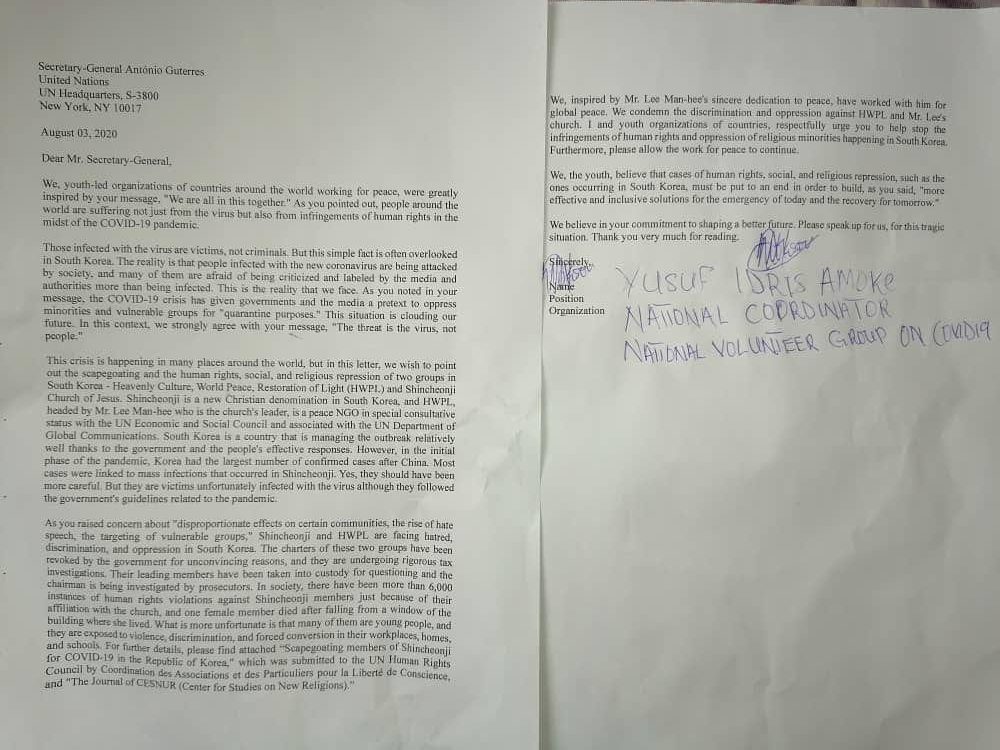 Nigeria Kaduna Social Media Forum Yusuf Amoke Idris With the signed Joint letter