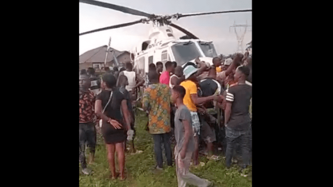 BREAKING: Edo Villagers Seize Police Helicopter That Suddenly Landed In A Bush
