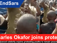 #EndSars: Nollywood celebrity Charles Okafor joins protests, urges youths to remain peaceful (Video)