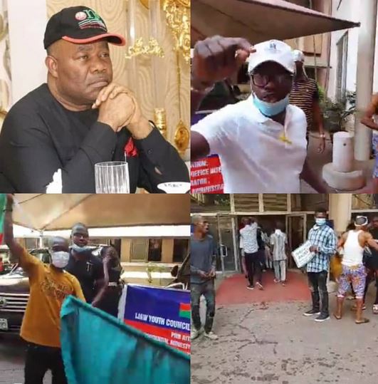 Akpabio On The Run After Angry Ijaw Youths Invaded His Office In Abuja, Calling For His Resignation Over Handling Of NDDC