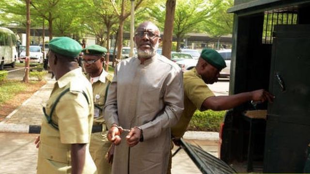 Olisa Metuh in court from prison
