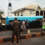 Tanker loaded with fuel fall