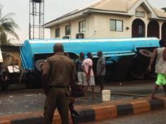 Tanker loaded with fuel fall