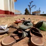 FILE PHOTO: A collection of student footwears left behind after gunmen abducted students at the Government Science school in Kankara