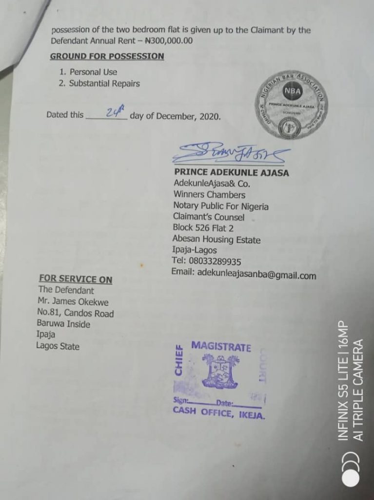 Save Lagos Group warns Lagos judiciary over ‘kangaroo’ tenant eviction orders - document 2