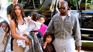 Kanye West, wife Kim Kardashian and their children